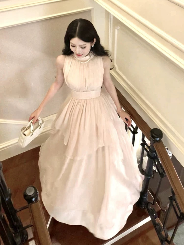 Gorgeous A Line High Neckline Chiffon Long Prom Dresses Evening Dress