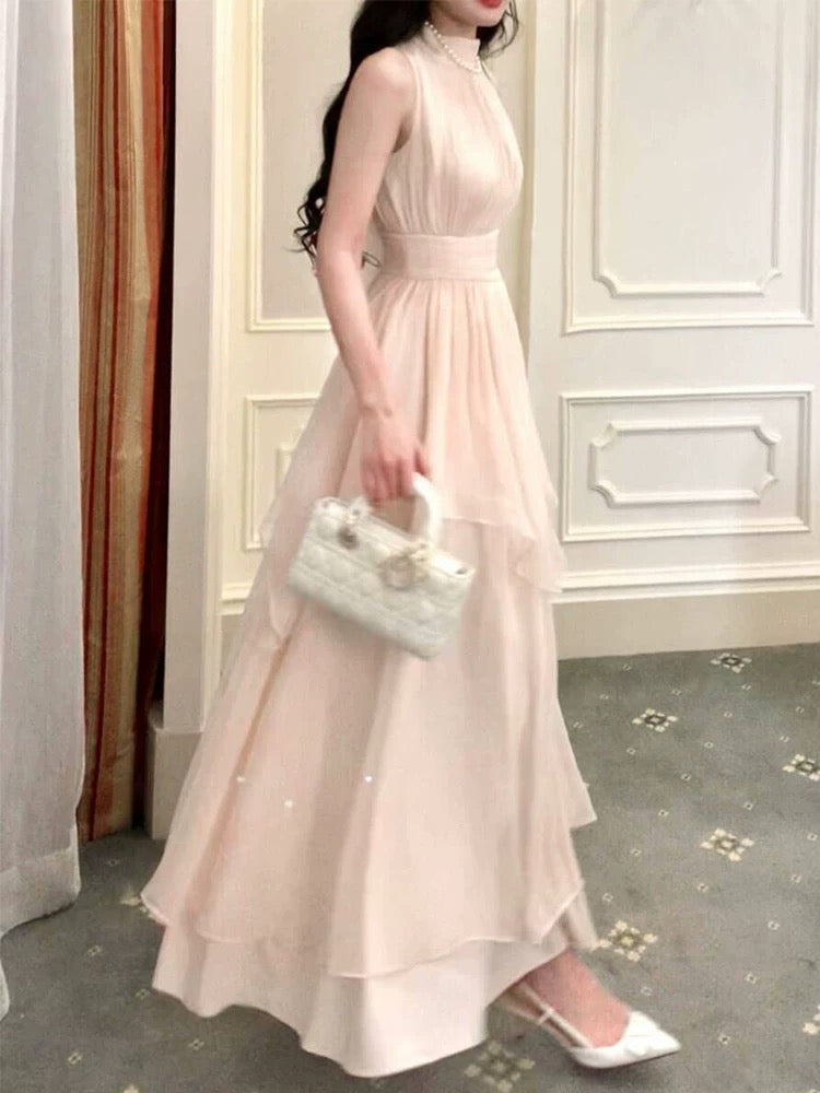 Gorgeous A Line High Neckline Chiffon Long Prom Dresses Evening Dress