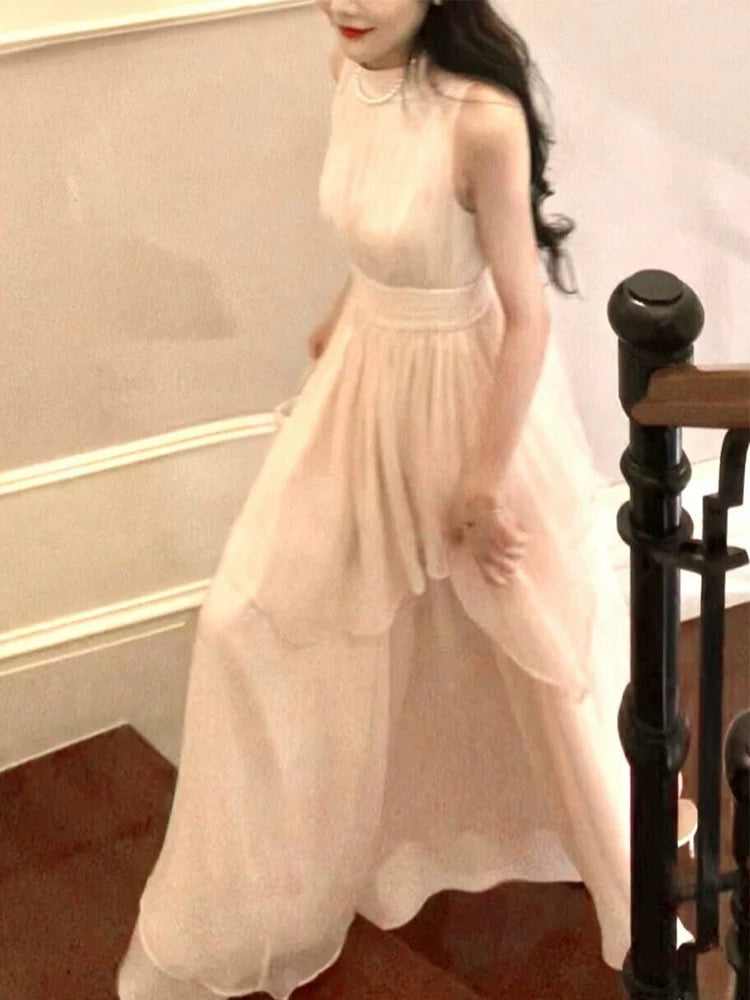 Gorgeous A Line High Neckline Chiffon Long Prom Dresses Evening Dress