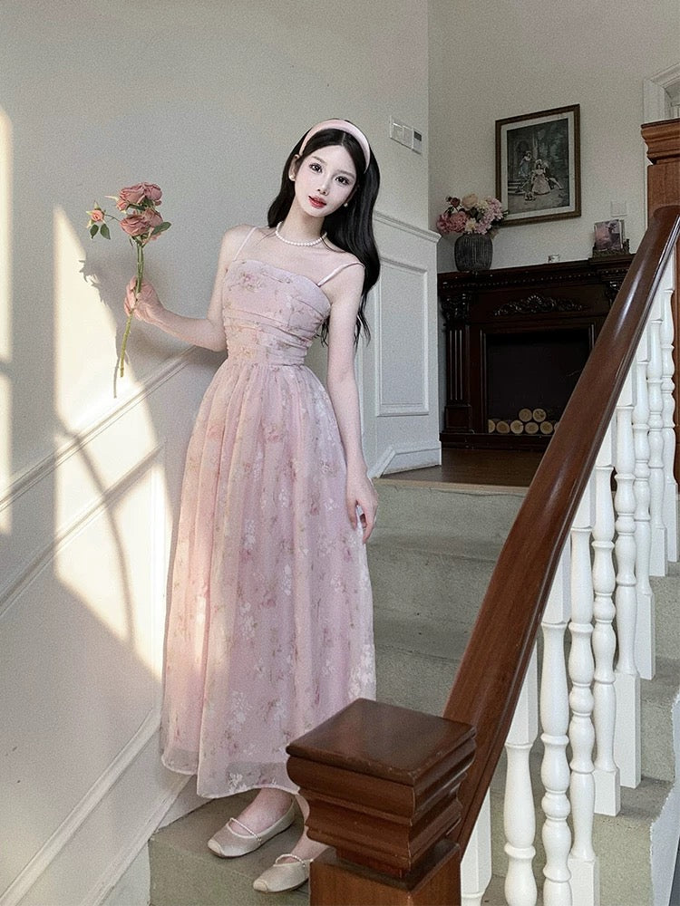 Classy A Line Strapless Pink Floral Knee Length Prom Dresses Evening Dress
