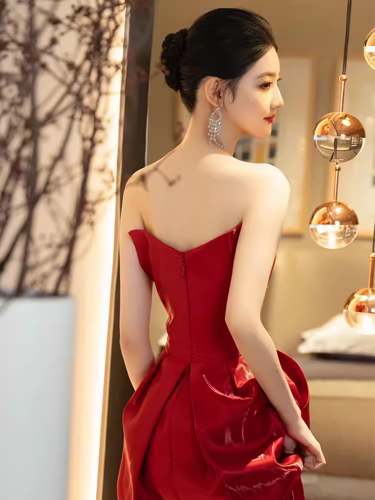 Sexy Mermaid Red Long Sweetheart Prom Dresses Satin Birthday Outfits