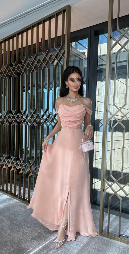 Sexy A Line Off The Shoulder Strapless Pink Long Prom Dresses Evening Dress With Ruffles