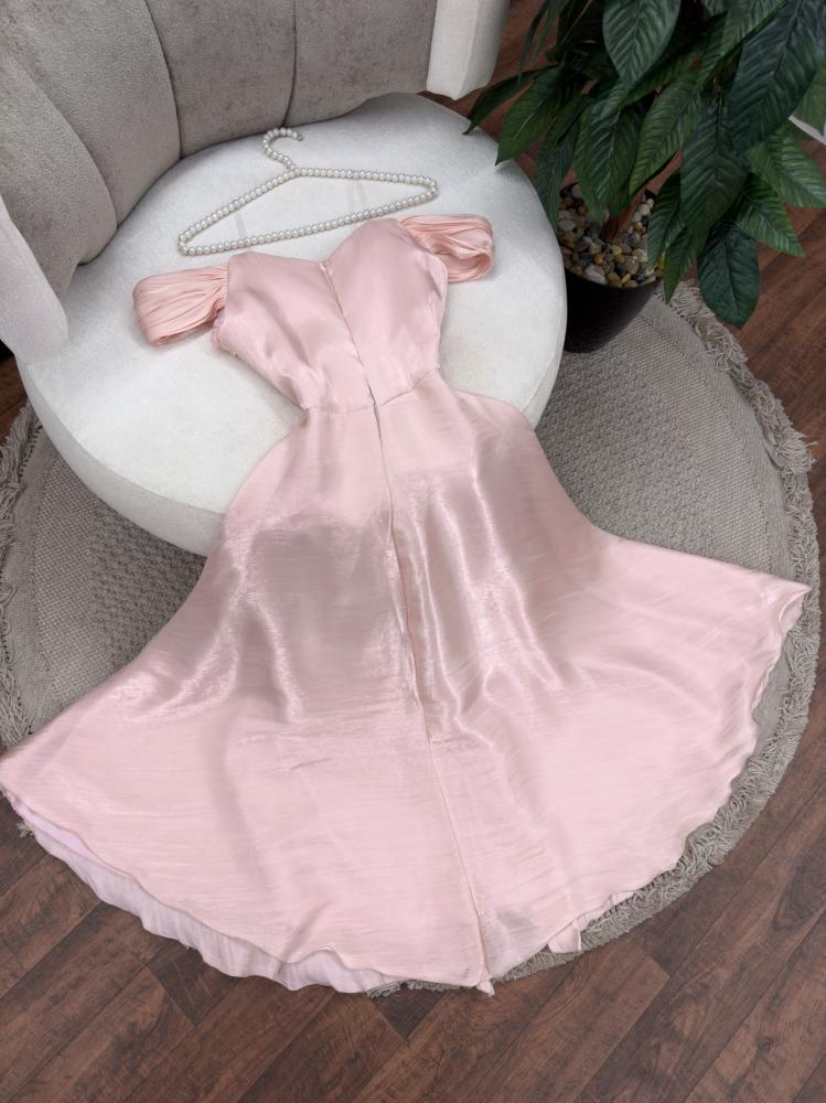 Sexy A Line Off The Shoulder Strapless Pink Long Prom Dresses Evening Dress With Ruffles