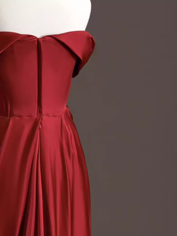 Sexy Mermaid Red Off The Shoulder Long Prom Dresses Satin Birthday Outfits