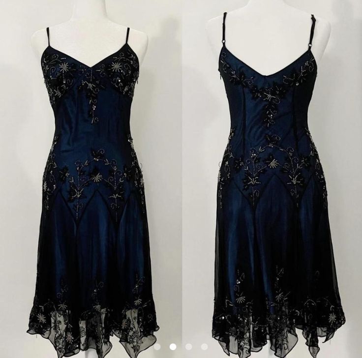 Classic A Line Spaghetti Straps Beads Black Chiffon Prom Dress With Ruffles