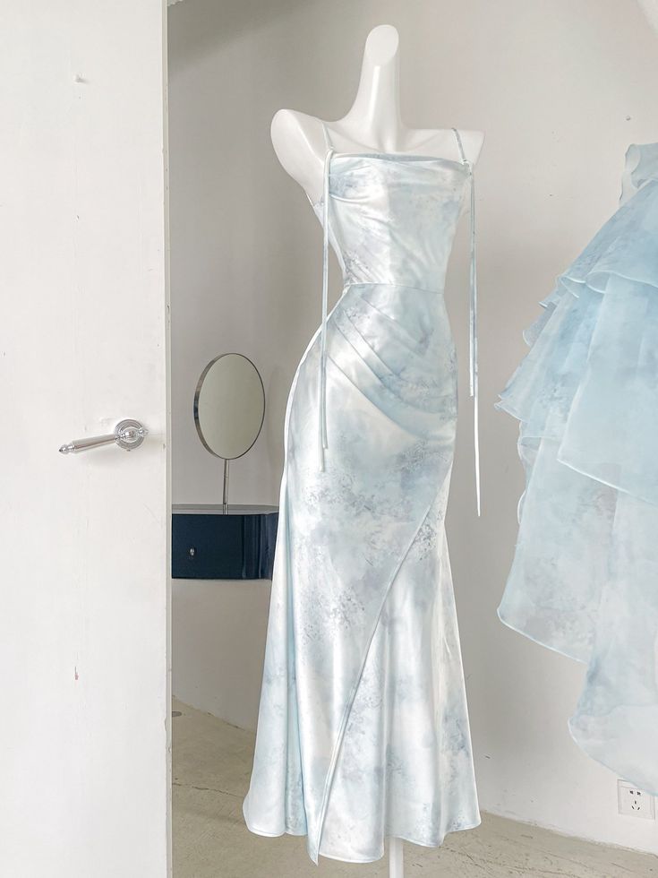 Classic Sheath Spaghetti Straps Floral Long Prom Dress With Ruffles