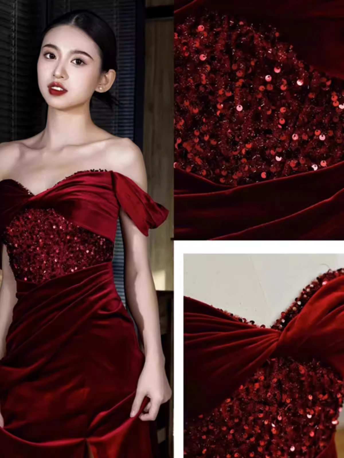 Sexy Mermaid Burgundy Off The Shoulder Long Prom Dresses Satin Birthday Outfits