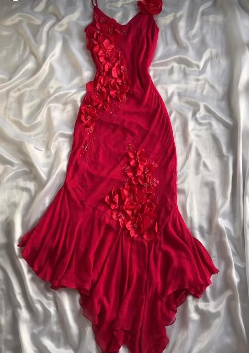 Sexy Sheath Asymmetric Spaghetti Straps Chiffon Sleeveless Burgundy Prom Dresses Evening Gowns