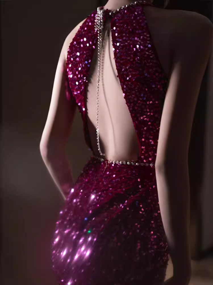 Sexy Mermaid Scoop Neckline Sequin Prom Dresses Long Birthday Outfits