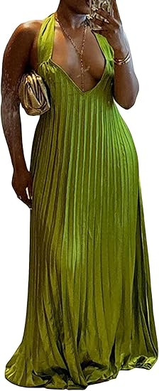 Classy A line Halter Ruffles Floor Length Green Prom Dresses Black Girl Prom Gowns