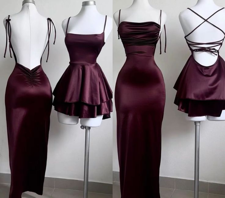 Pretty Sheath Spaghetti Straps Burgundy Backless Prom Dresses Birthday Party Dress