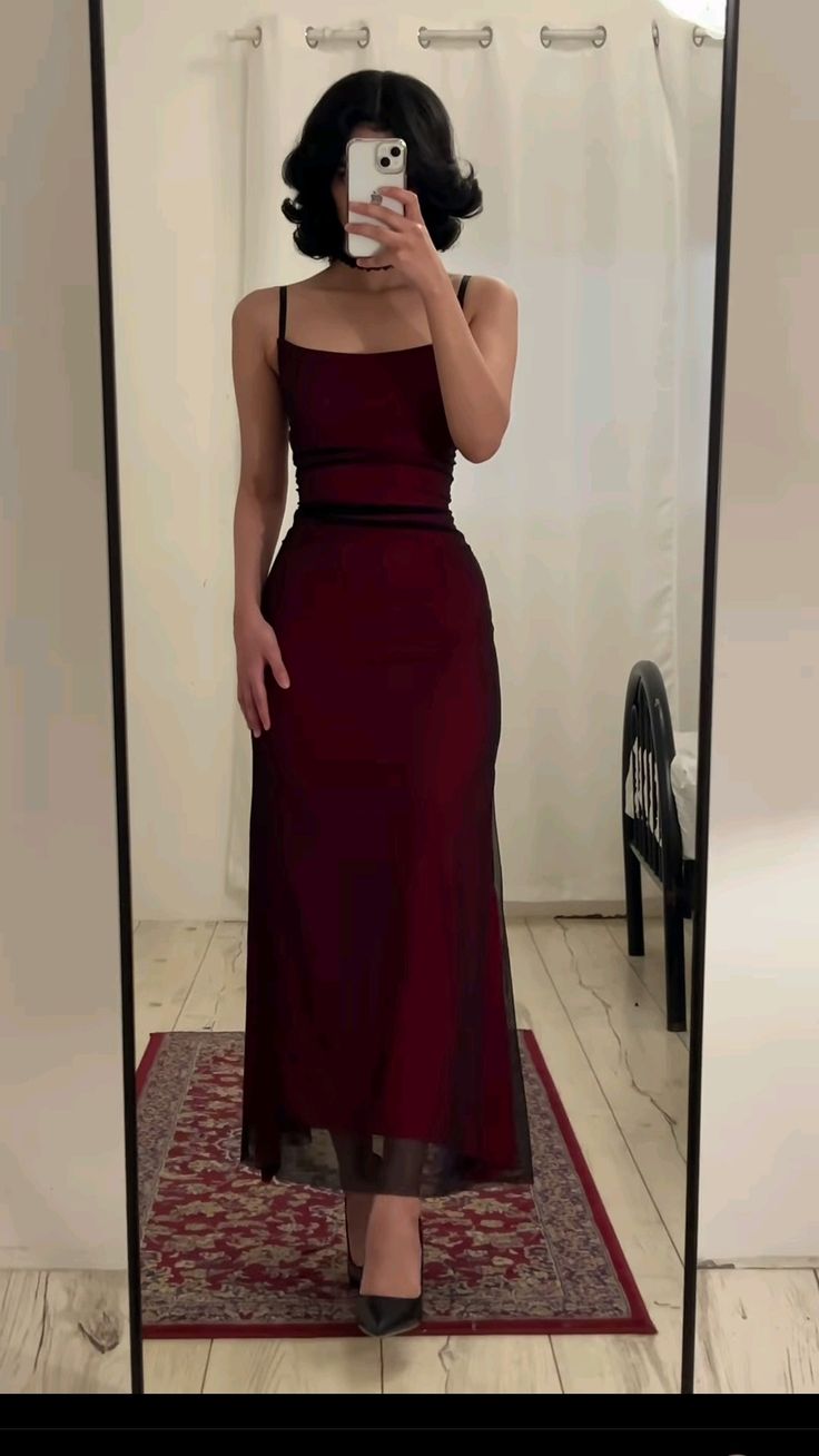 Fancy Sheath Straps Burgundy Black Long Prom Dresses