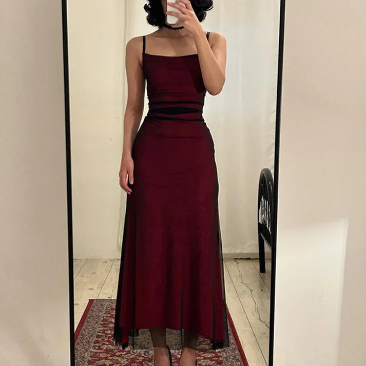 Fancy Sheath Straps Burgundy Black Long Prom Dresses