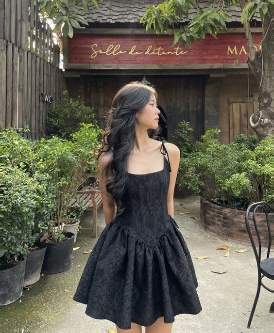 Vintage A Line Straps Black Birthday Outfits Satin Homecoming Dresses Little Black Dress