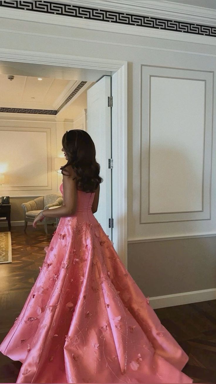 Classy A Line Sweetheart Light Pink Satin Long Prom Dresses Evening Dress With Beads Flowers