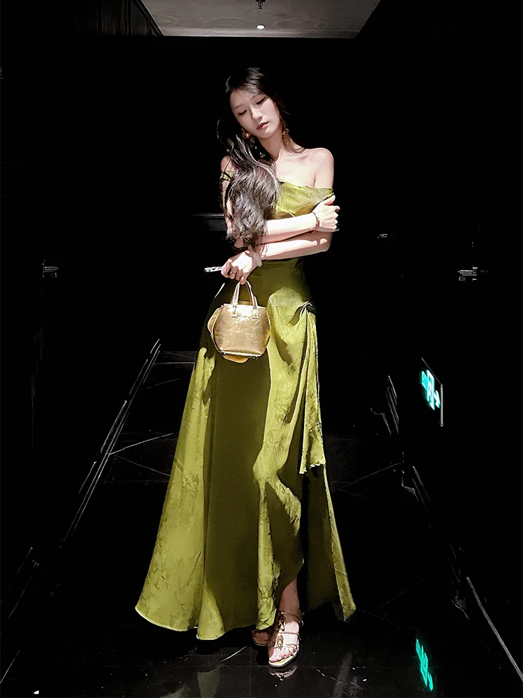 Gorgeous A line Off The Shoulder Lace Green Prom Dresses Evening Dress