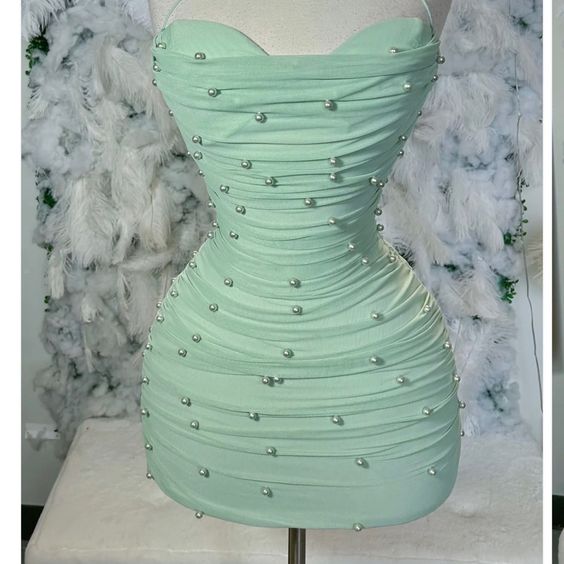 16th Birthday Sheath Halter Mint Green Short Homecoming Dresses Short Mini Party Dress