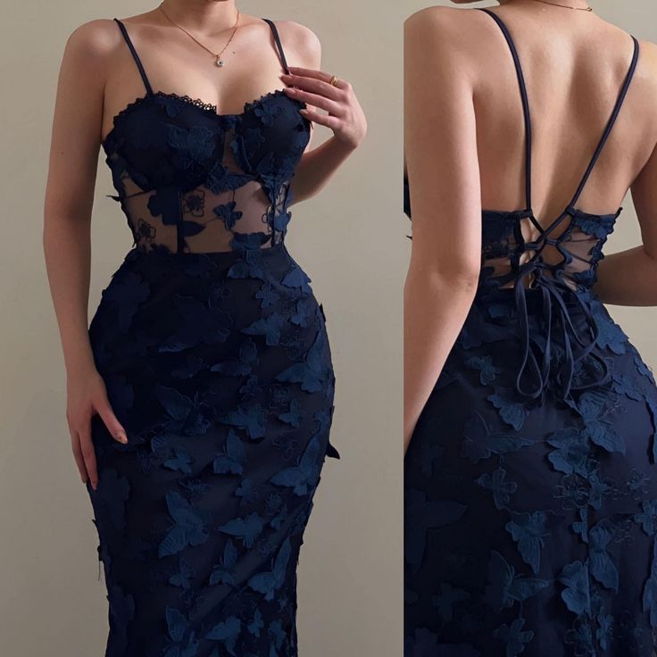 Elegant Mermaid Spaghetti Straps Lace Long Prom Dresses Formal Dress