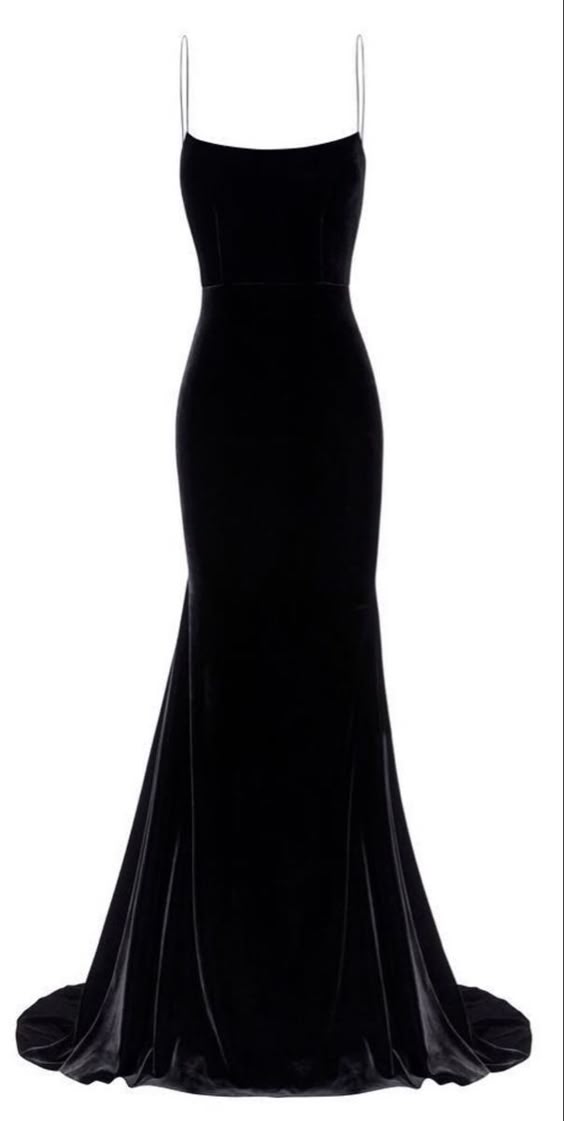 Elegant Mermaid Spaghetti Straps Velvet Black Prom Dresses Long Evening Dress