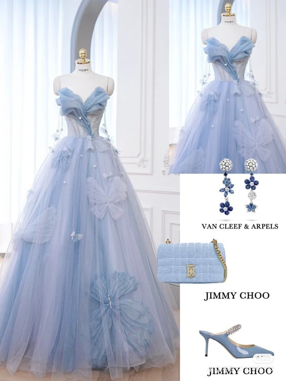 Pretty Ball Gown Sweetheart Tulle Long Blue Floor Length Prom Dresses