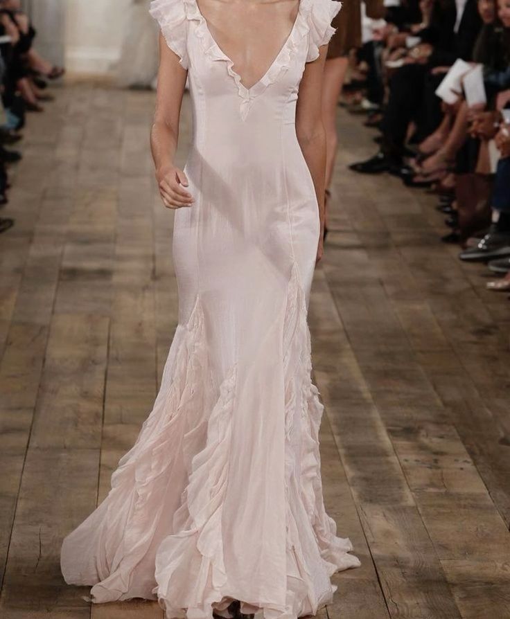 Pretty Mermaid V neckline Long Chiffon Prom Dresses Evening Dress