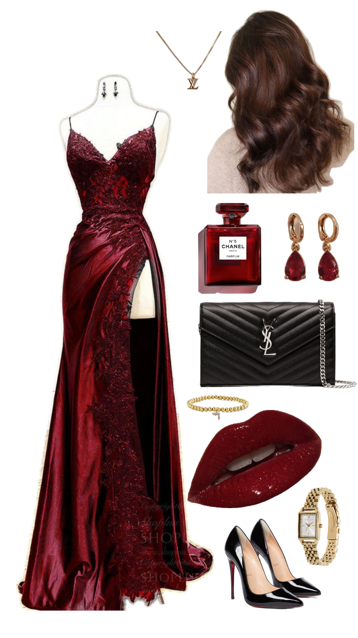 Pretty Sheath Straps Sleeveless Burgundy Long Slit Slit Prom Dresses Evening Dress With Lace