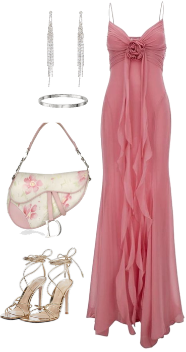 Vintage Mermaid Spaghetti Straps 90s Pink Chiffon Prom Dresses Evening Gowns