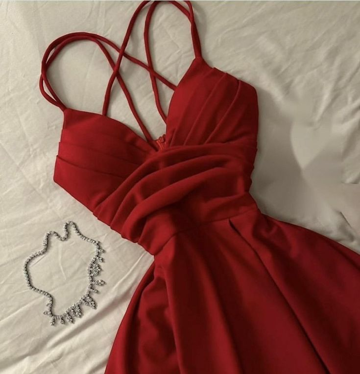 Gorgeous A Line Spaghetti Straps Red Knee Length Prom Dresses Evening Dress Wedding Guest Dress