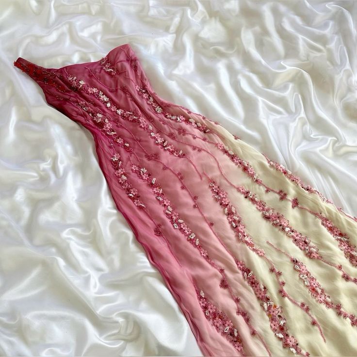 Vintage Sheath One Shoulder Chiffon Ombre Pink Floor Length Prom Dresses Evening Dress