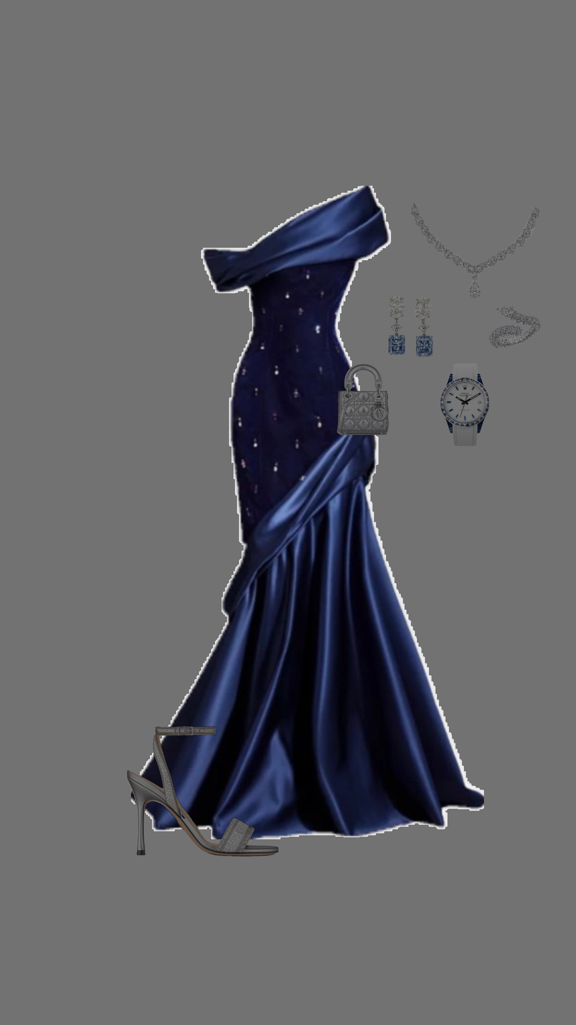 Pretty Mermaid One Shoulder Navy Blue Satin Long Party Dress Prom Dresses