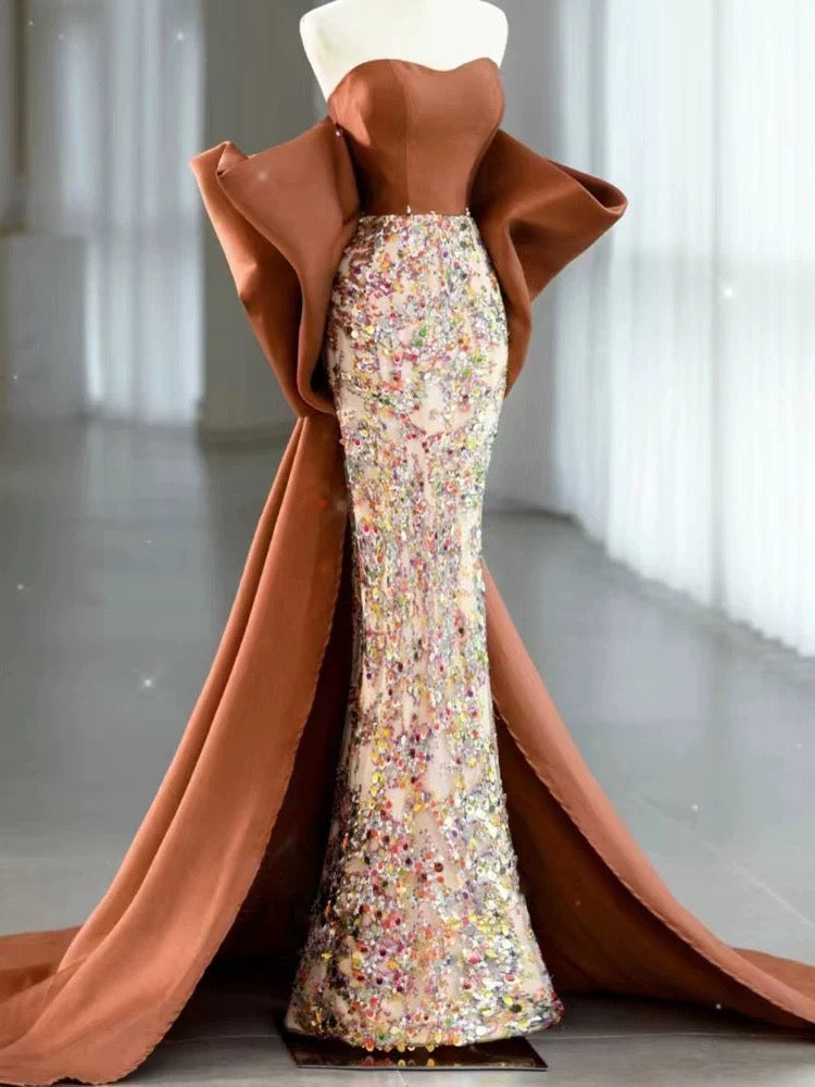 Sexy Mermaid Sweetheart Satin Evening Dress Long Prom Dresses Party Dress With Bow