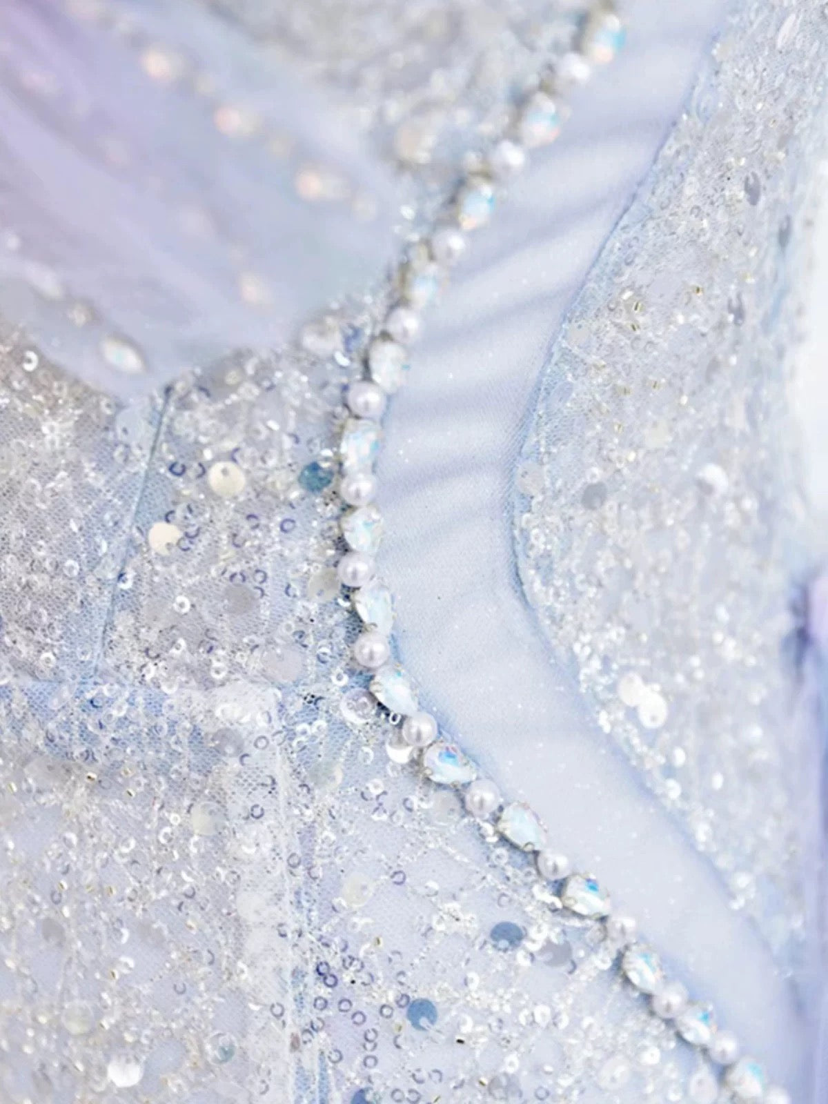 Elegant Mermaid Strapless Neckline Blue Sequin Long Prom Dress Evening Dresses