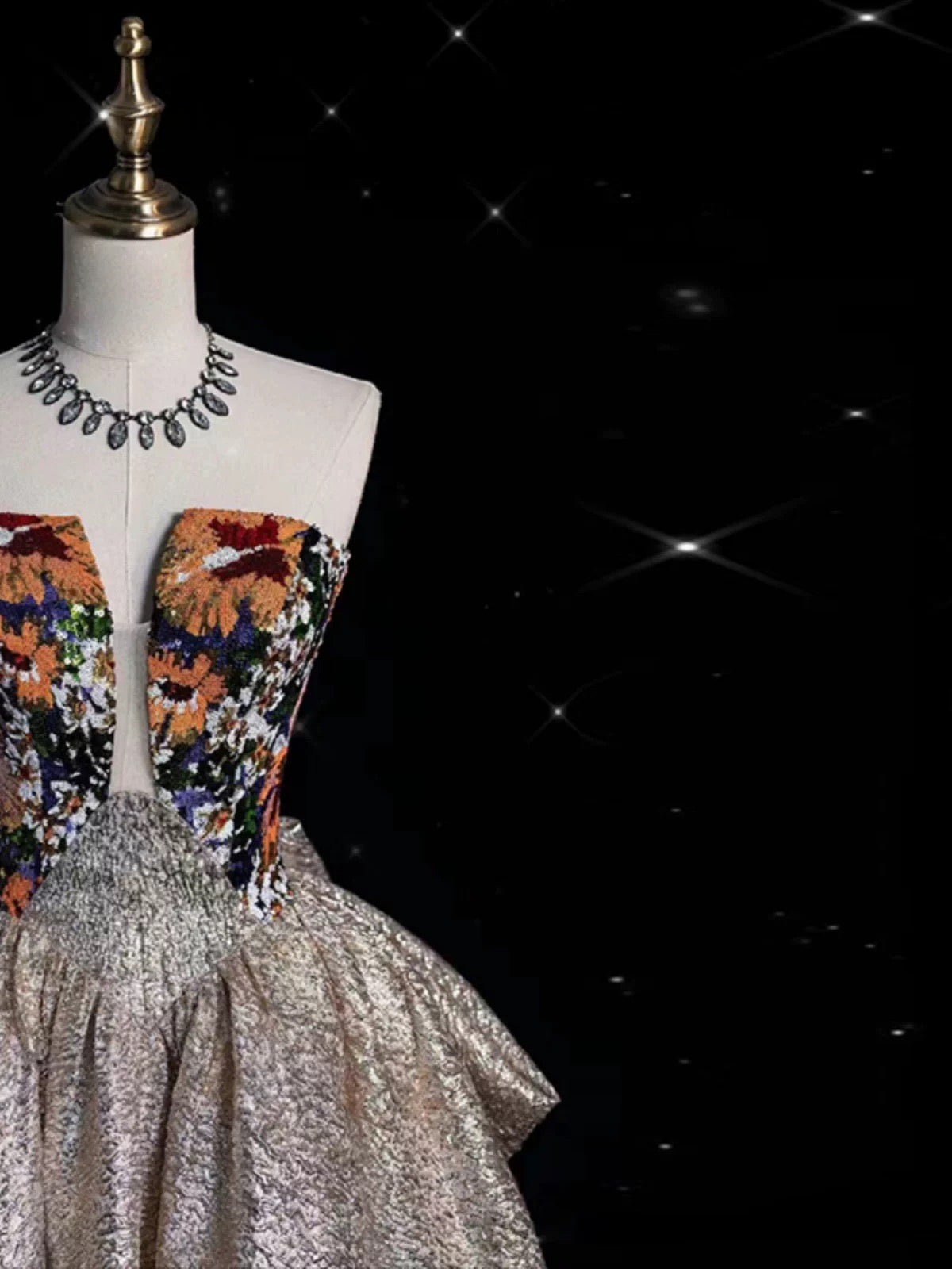 Pretty Ball Gown Strapless Floral Satin Long Prom Dress Evening Dresses With Bowknot