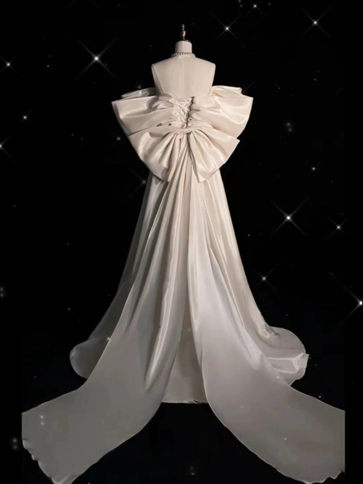 Chic A line Off The Shoulder Half Sleeves Satin Wedding Dresses With Ruffles