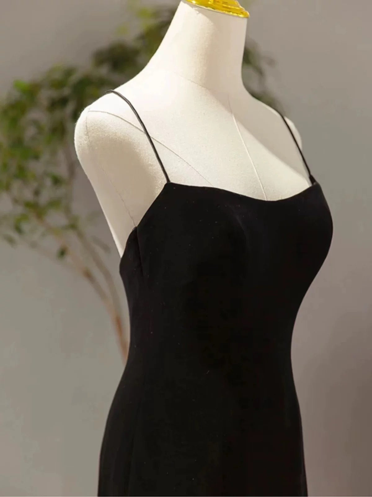 Sexy Mermaid Spaghetti Straps Black Long Prom Dresses Evening Dress