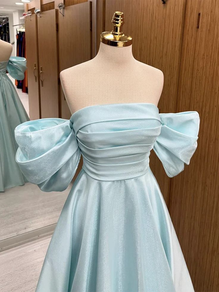 Simple Satin Off Shoulder Long Party Dress A-line Prom Dress