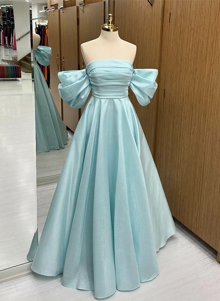 Simple Satin Off Shoulder Long Party Dress A-line Prom Dress