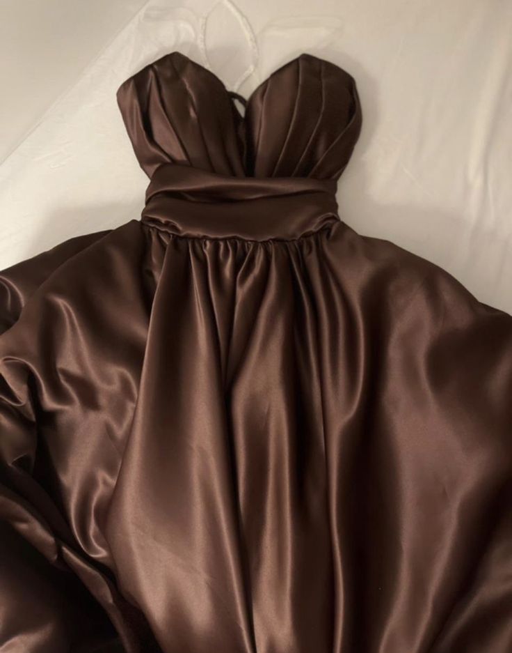 Classy A Line Spaghetti Straps Brown Pleated Party Dress Prom Dresses Evening Dress