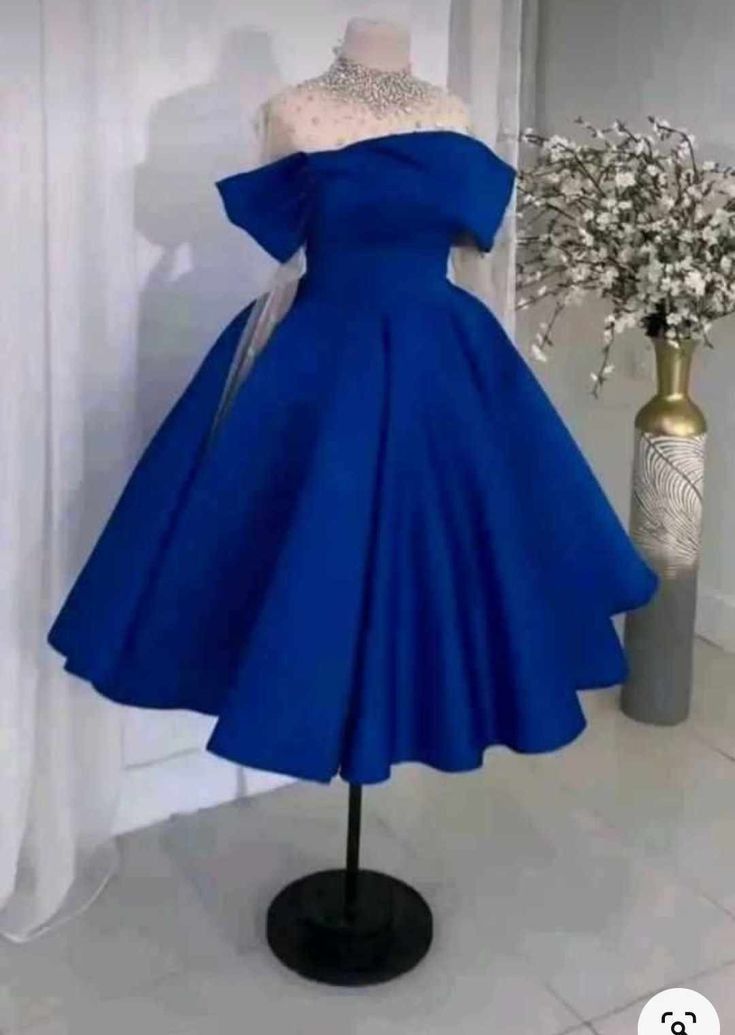 Sexy Ball Gown Off The Shoulder Satin Royal Blue Short Homecoming Dress Birthday Dresses