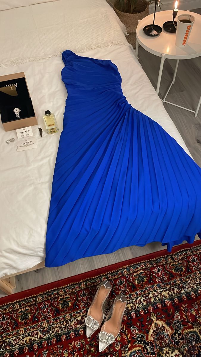 Classy Sheath One Shoulder Royal Blue Chiffon Long Party Dress Prom Dresses Evening Dress
