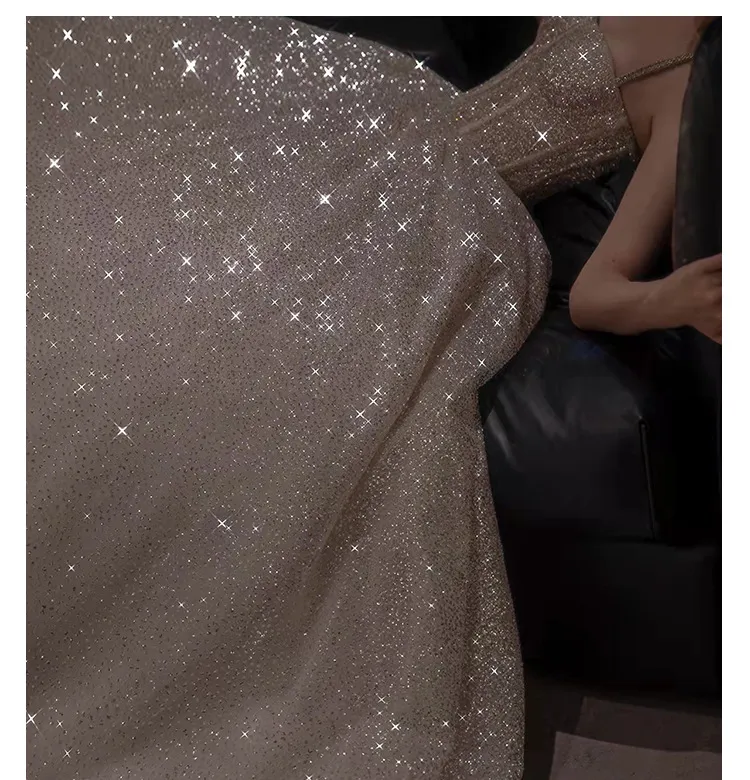 Pretty A Line Spaghetti Straps Silver Sequin Long Prom Dress Evening Dresses
