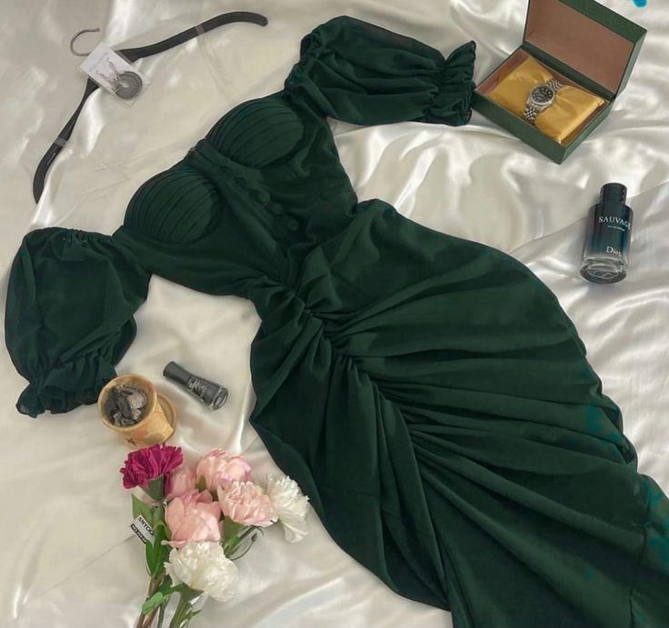 Elegant Sheath Off The Shoulder Dark Green Chiffon Long Prom Dress Evening Dresses