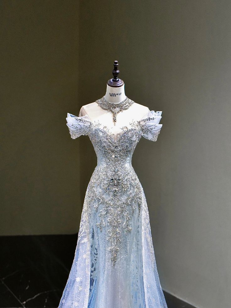 Pretty Mermaid Off The Shoulder Sequin Cap Sleeves Blue Evening Dress Long Prom Dresses With Beads
