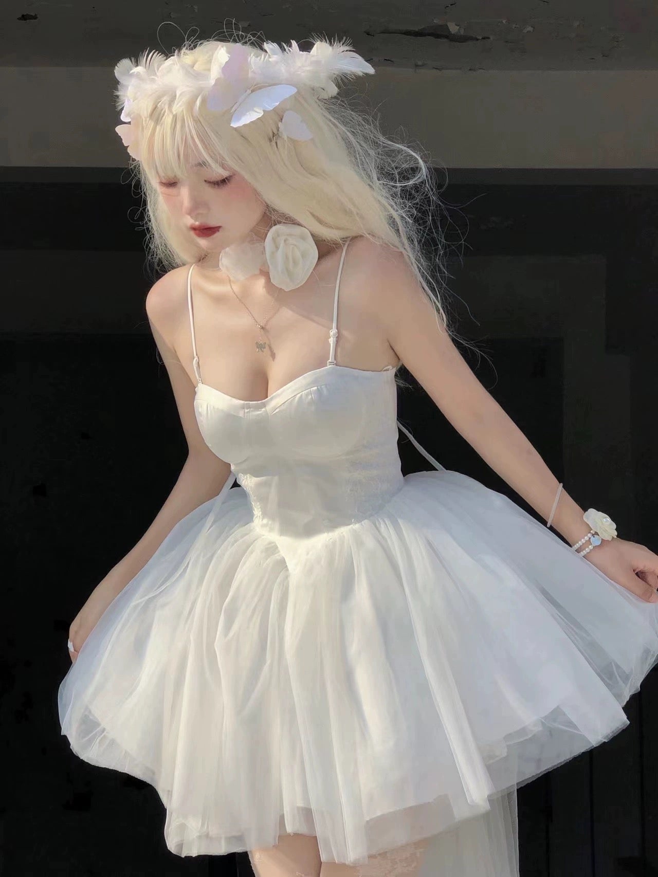 Cute A Line Spaghetti Straps Short White Homecoming Dress