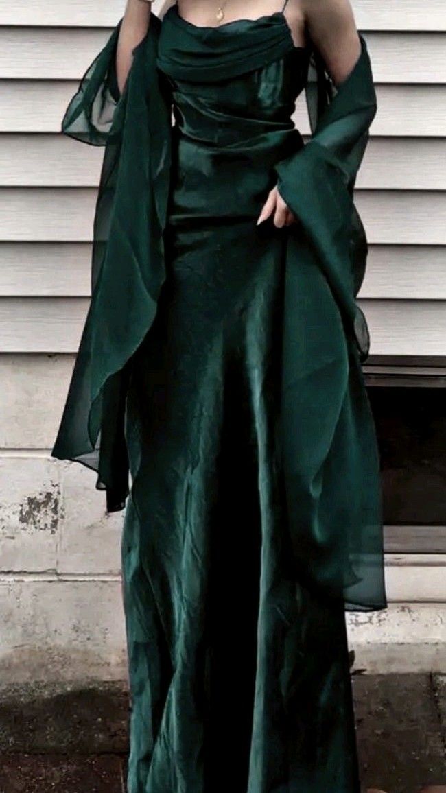 Vintage A line Spaghetti Straps Green Chiffon Long Length Prom Dresses Birthday Outfits
