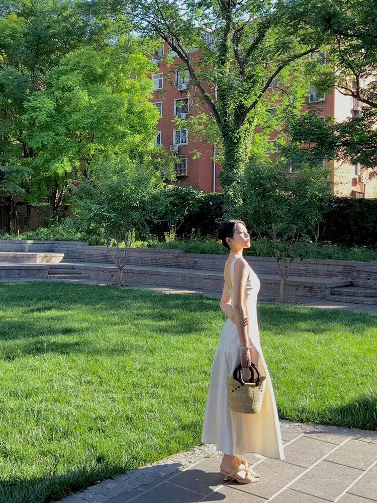 Vintage Mermaid Square Neckline White Sleeveless Satin Prom Dresses Birthday Party Dress