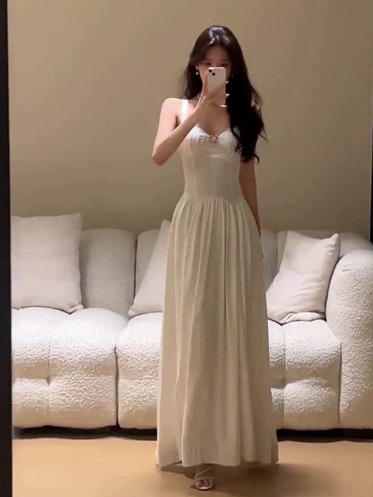 Vintage A Line Straps White Backless Evening Dress Prom Dresses