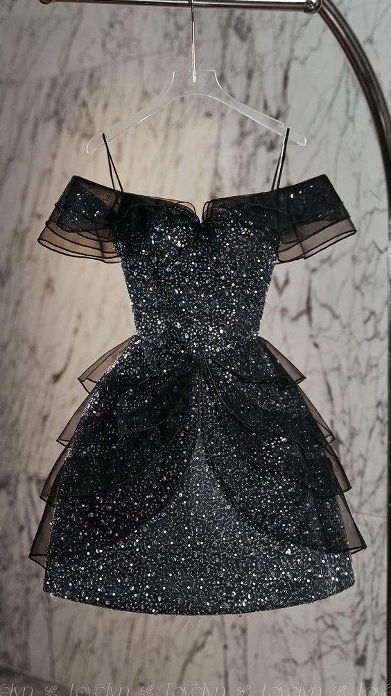 Glitter Empire A-Line Straps Mini Party Dress Homecoming Dress