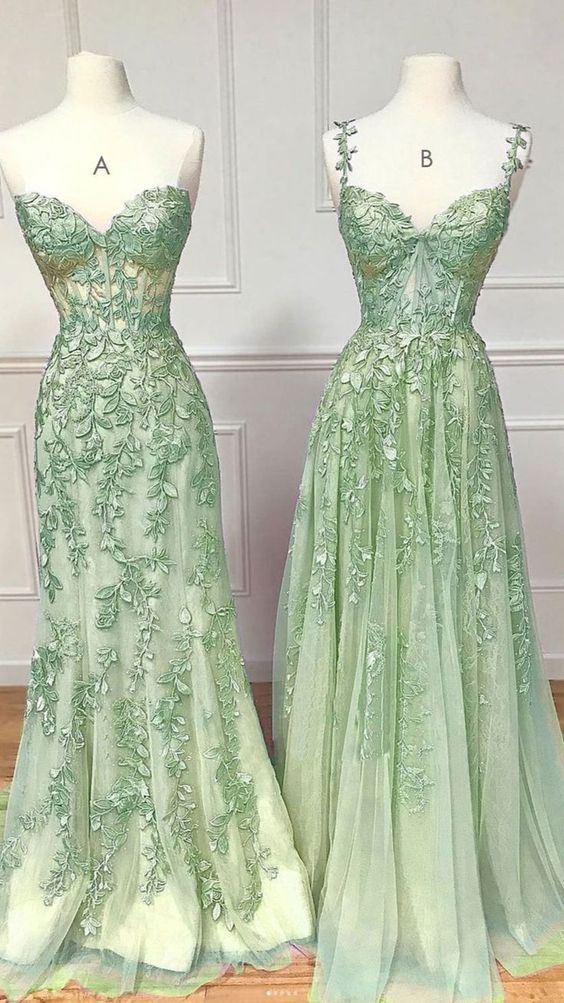 Sexy Mermaid Sweetheart Mint Green Tulle Lace Prom Dresses Party Evening Dress