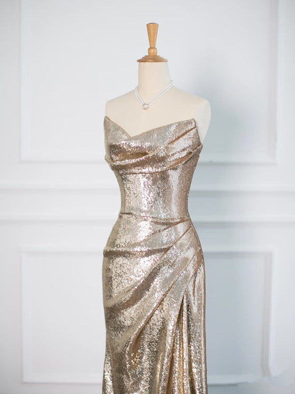 Pretty Mermaid Sweetheart Sequin Long Prom Dresses Party Evening Dress